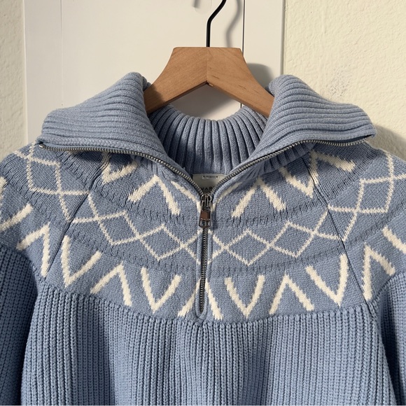 Varley Sigrid Fair Isle Half-Zip Sweater in Light Blue - Picture 5 of 7